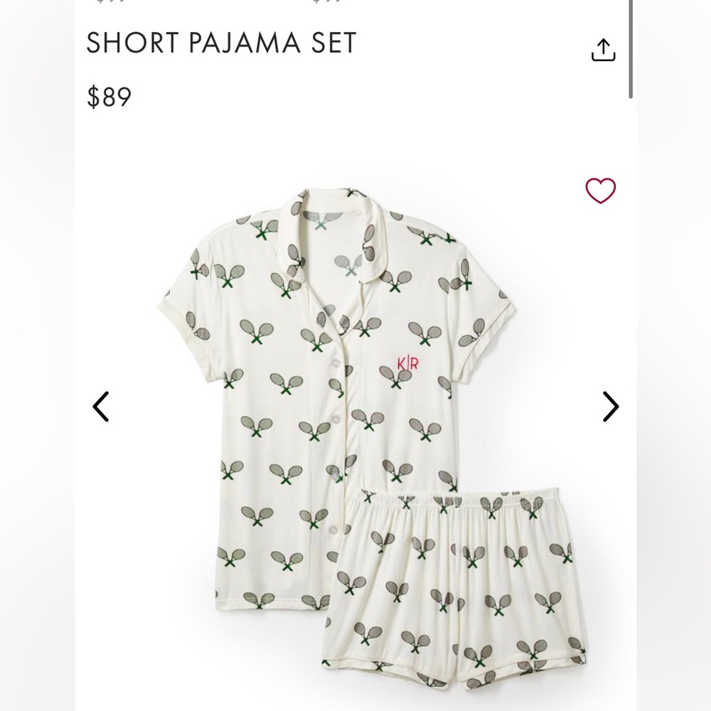 Mark & Graham Toss Designs pink & green pajama shorts- Tennis Print- shorts only - Picture 1 of 3